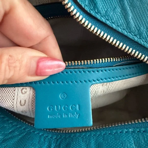 Gucci Teal Calf Leather Diamanté Satchel - Picture 8 of 10